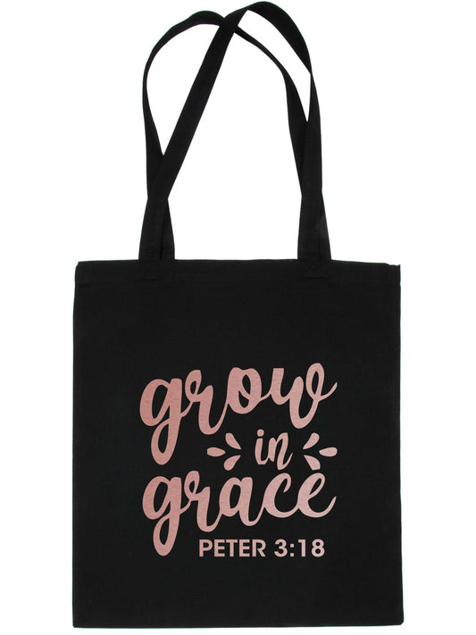 Grow In Grace In Rose Gold Print Christian Church Gift Resuable Shopping Bag