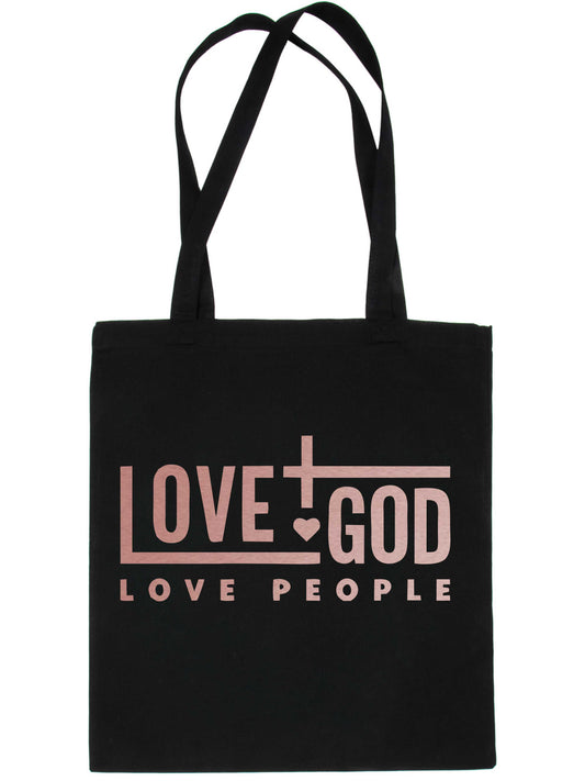 Love God In Rose Gold Print Christian Church Gift Resuable Shopping Bag