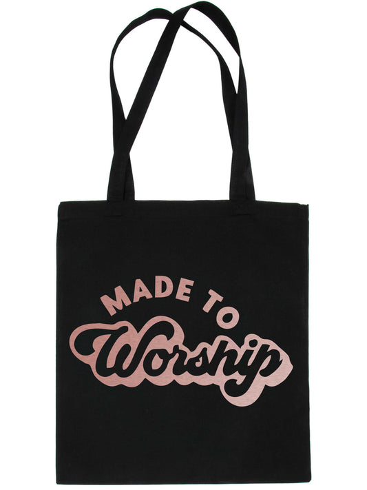 Made To Worship In Rose Gold Print Christian Church Gift Resuable Shopping Bag