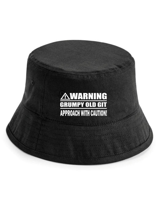 Warning Grumpy Git Bucket Hat Funny Birthday Gift for Men & Ladies