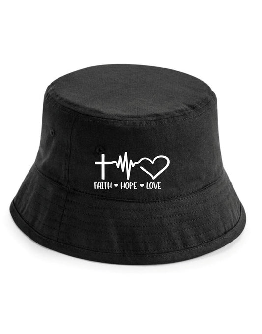 Faith Love Hope Bucket Hat Christian Religion Gift for Men & Ladies