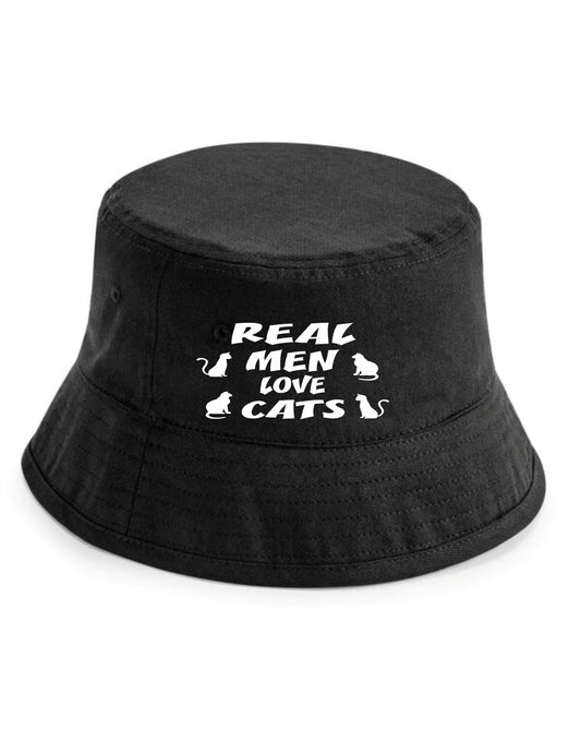 Real Men Love Cats Bucket Hat Funny Cat Lovers Gift for Men