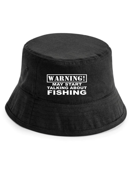 Warning May Talk About Fishing Bucket Hat Anglers Gift for Men & Ladies