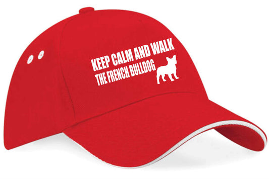 Keep Calm & Walk French Bulldog Baseball Cap Dog Lovers Gift For Men & Ladies