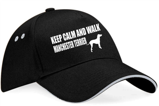 Keep Calm & Walk Manchester Terrier Baseball Cap Dog Lovers Gift Men & Ladies