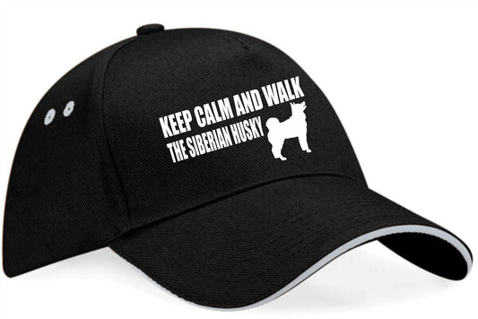 Keep Calm & Walk Siberian Husky Baseball Cap Dog Lovers Gift For Men & Ladies