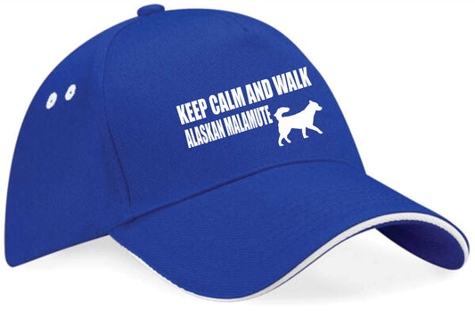 Keep Calm & Walk Alaskan Malamute Baseball Cap Dog Lovers Gift For Men & Ladies