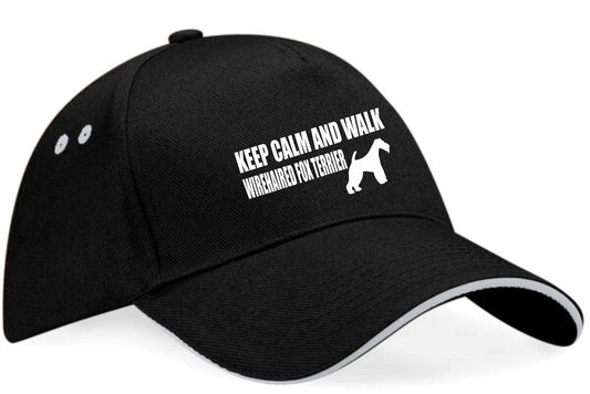 Keep Calm & Walk Wire Fox Terrier Baseball Cap Dog Lovers Gift For Men & Ladies