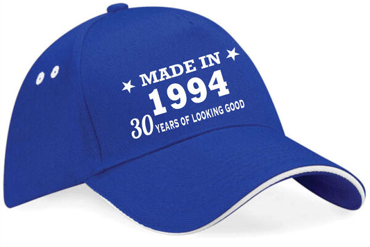 Made in 1994 30th Birthday Baseball Cap 30 Year Old Gift For Men & Ladies