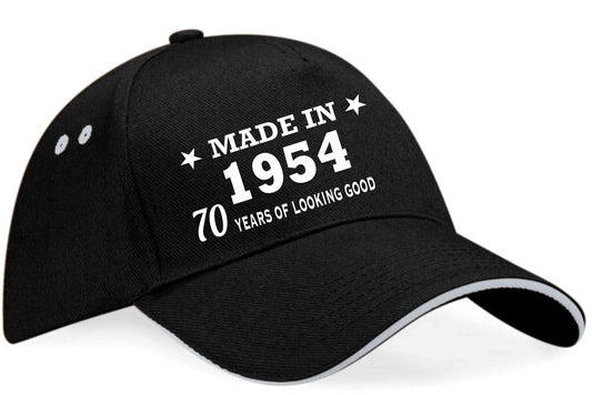 Made in 1954 70th Birthday Baseball Cap 70 Year Old Gift For Men & Ladies