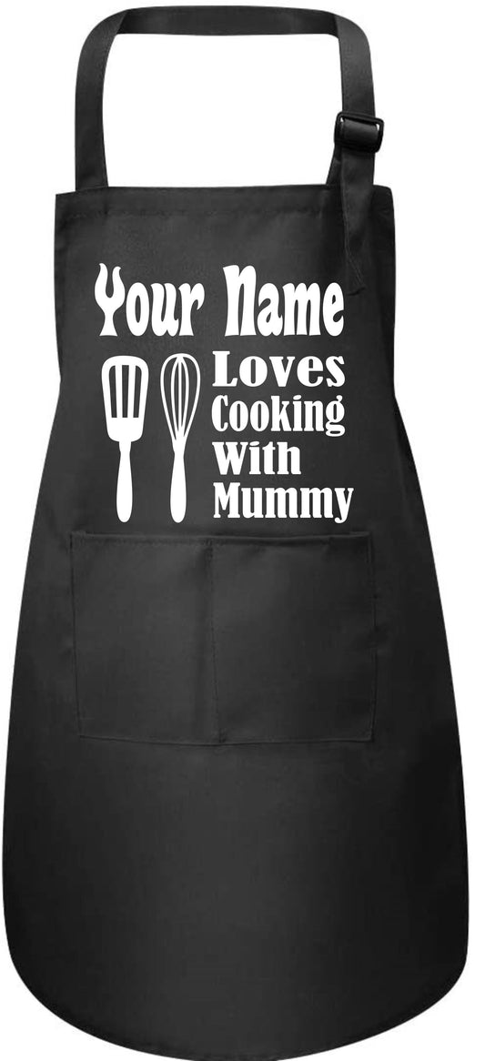 Personalised Kids Apron Loves Cooking Mummy