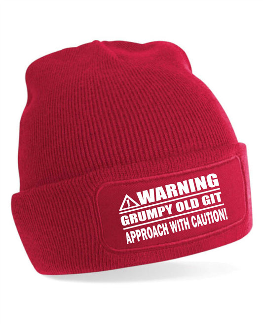 Warning Grumpy Git Beanie Hat Funny Birthday Gift For Men & Ladies