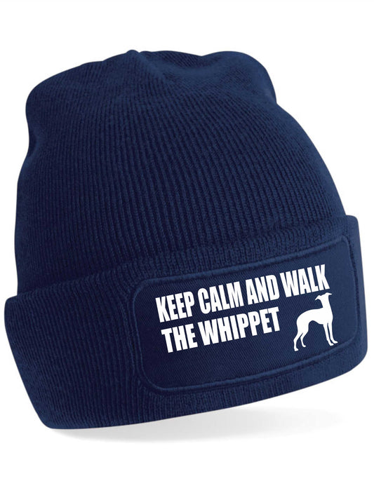 Keep Calm Walk The Whippet Beanie Hat Dog Lovers Gift For Men & Ladies