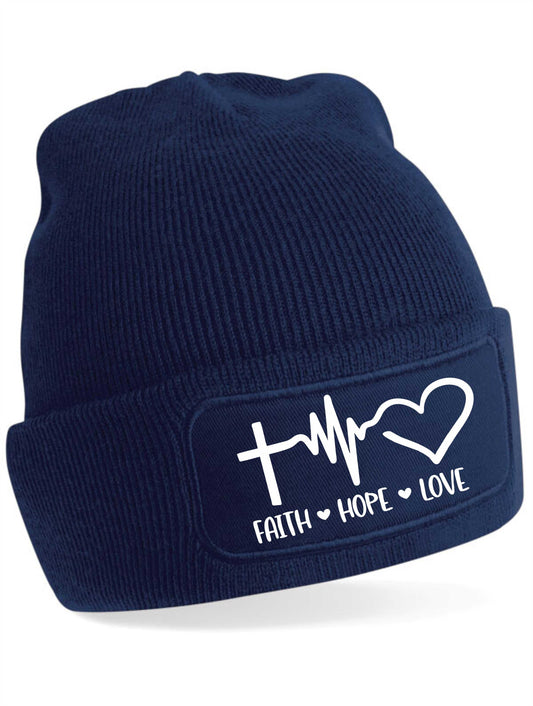 Faith Hope Love Beanie Hat Religious Birthday Gift For Men & Ladies