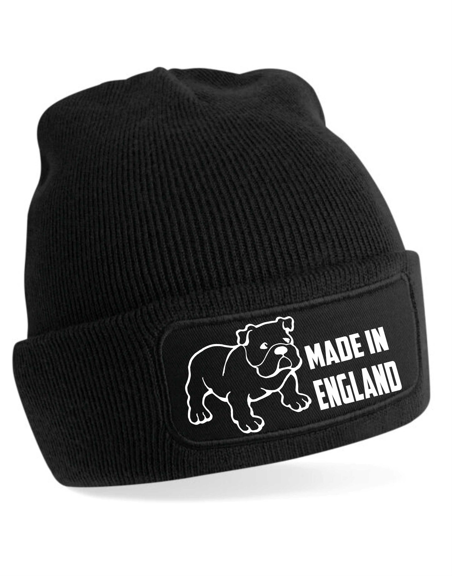 Made In England Bulldog Beanie Hat Patriotic Birthday Gift For Men & Ladies