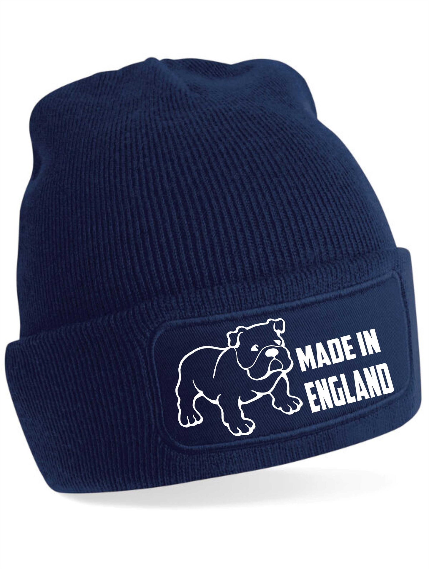 Made In England Bulldog Beanie Hat Patriotic Birthday Gift For Men & Ladies