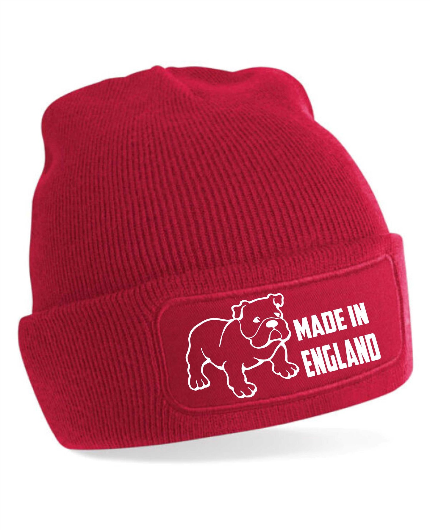Made In England Bulldog Beanie Hat Patriotic Birthday Gift For Men & Ladies