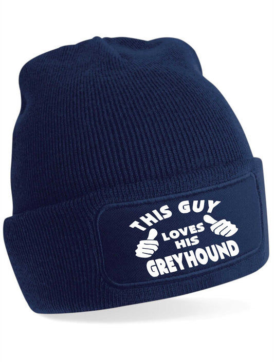 This Guy Loves His Greyhound Beanie Hat Funny Dog Lovers Gift For Men