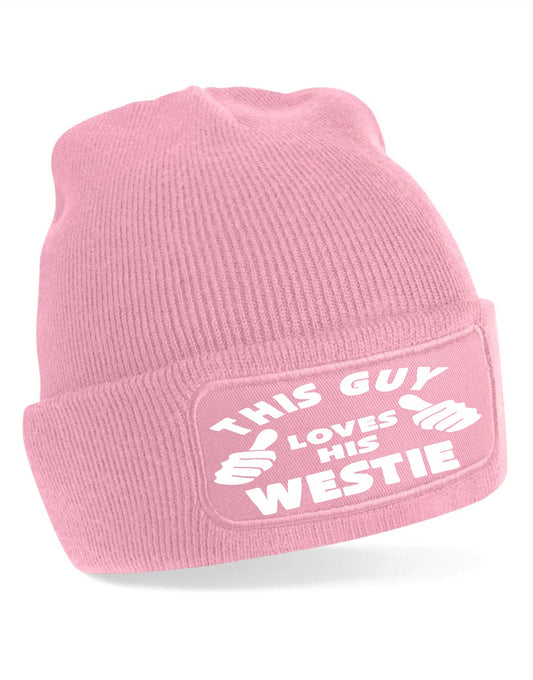 This Guy Loves His Westie Beanie Hat Funny Dog Lovers Gift For Men