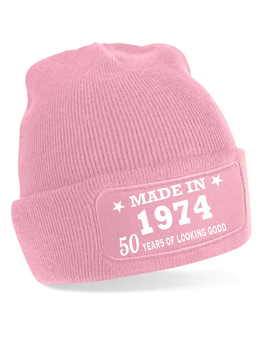 50th Birthday Made In 1974 Beanie Hat Gift for 50 Year Old For Men & Ladies