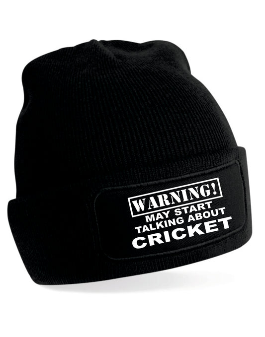Warning May Talk About Cricket Beanie Hat Birthday Gift Great For Men & Ladies