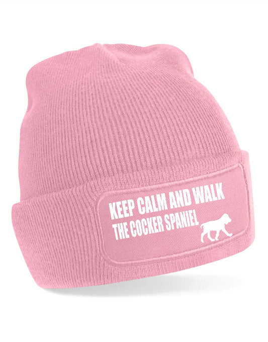 Keep Calm Walk The Cocker Spaniel Beanie Hat Dog Lovers Gift For Men & Ladies