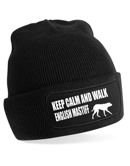 Keep Calm & Walk English Mastiff Beanie Hat Dog Lovers Gift For Men & Ladies