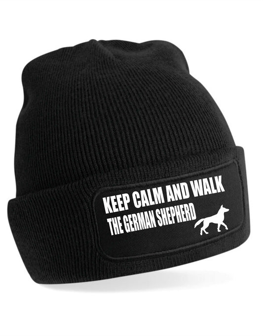 Keep Calm Walk The German Shepherd Beanie Hat Dog Lovers Gift For Men & Ladies