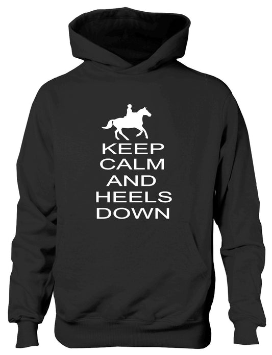 Keep Calm Heels Down Horse Riding Pony Kids Hoodie