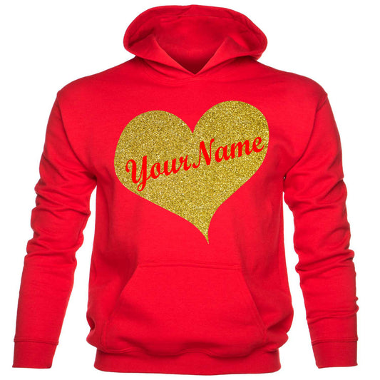 Kids Personalised Hoodie Any Name Christian Name In Gold Glitter