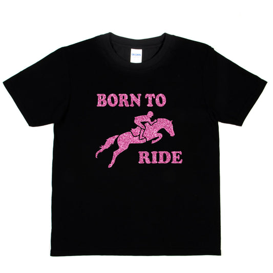 Born To Ride Horse Riding T-Shirt Girls Equesterian Pony Kids T-Shirt