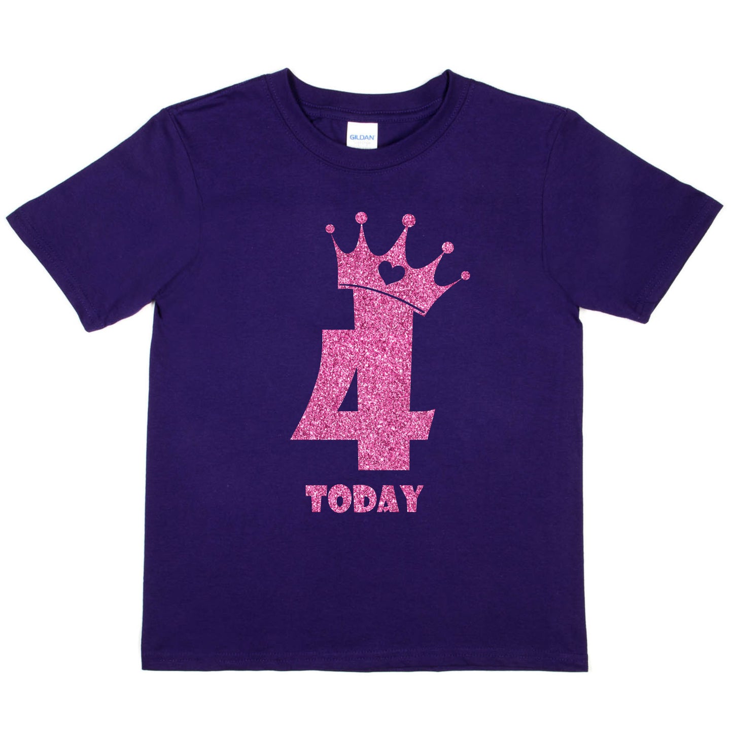 Birthday Kids 4 Today Age 4 In Pink Glitter Happy Kids T-Shirt
