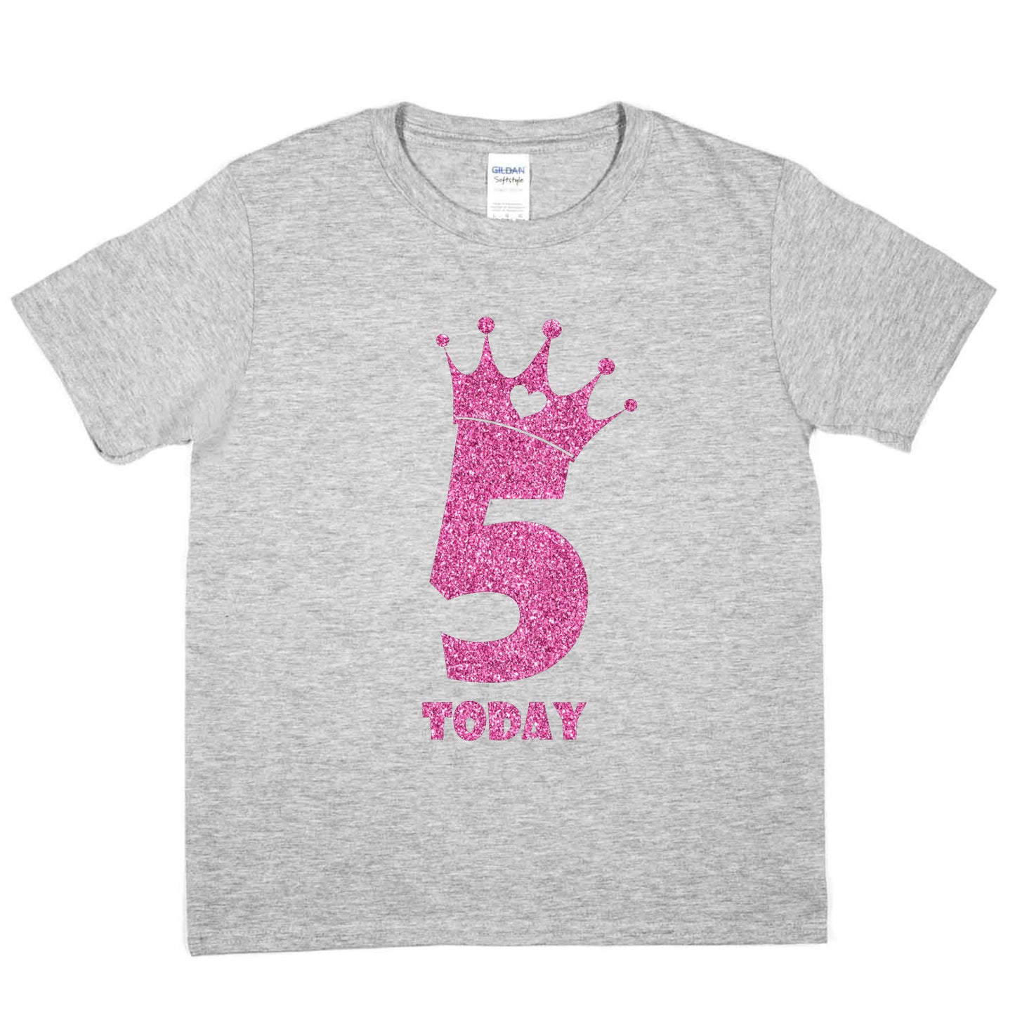 Birthday Kids 5 Today Age 5 In Pink Glitter Happy Kids T-Shirt