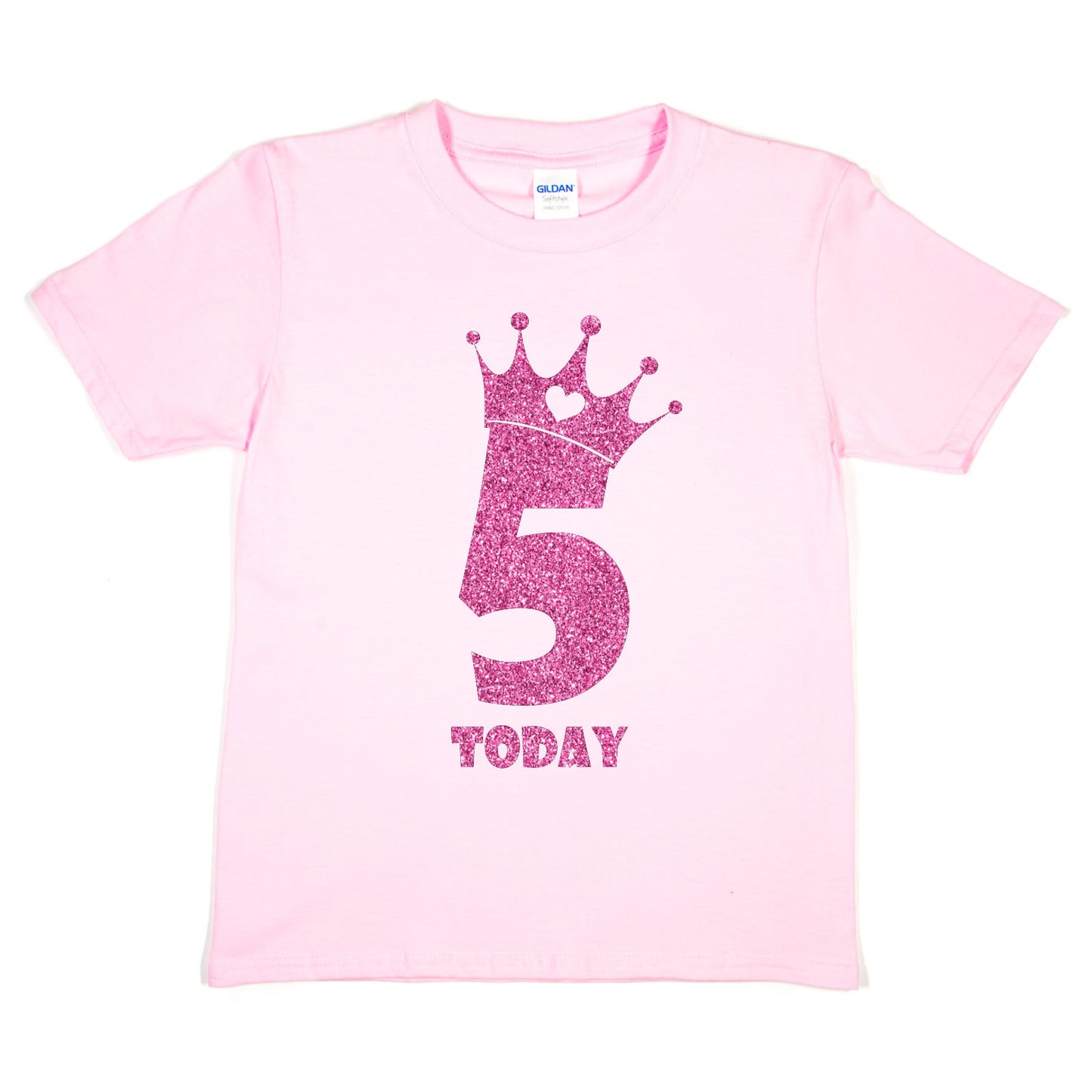 Birthday Kids 5 Today Age 5 In Pink Glitter Happy Kids T-Shirt