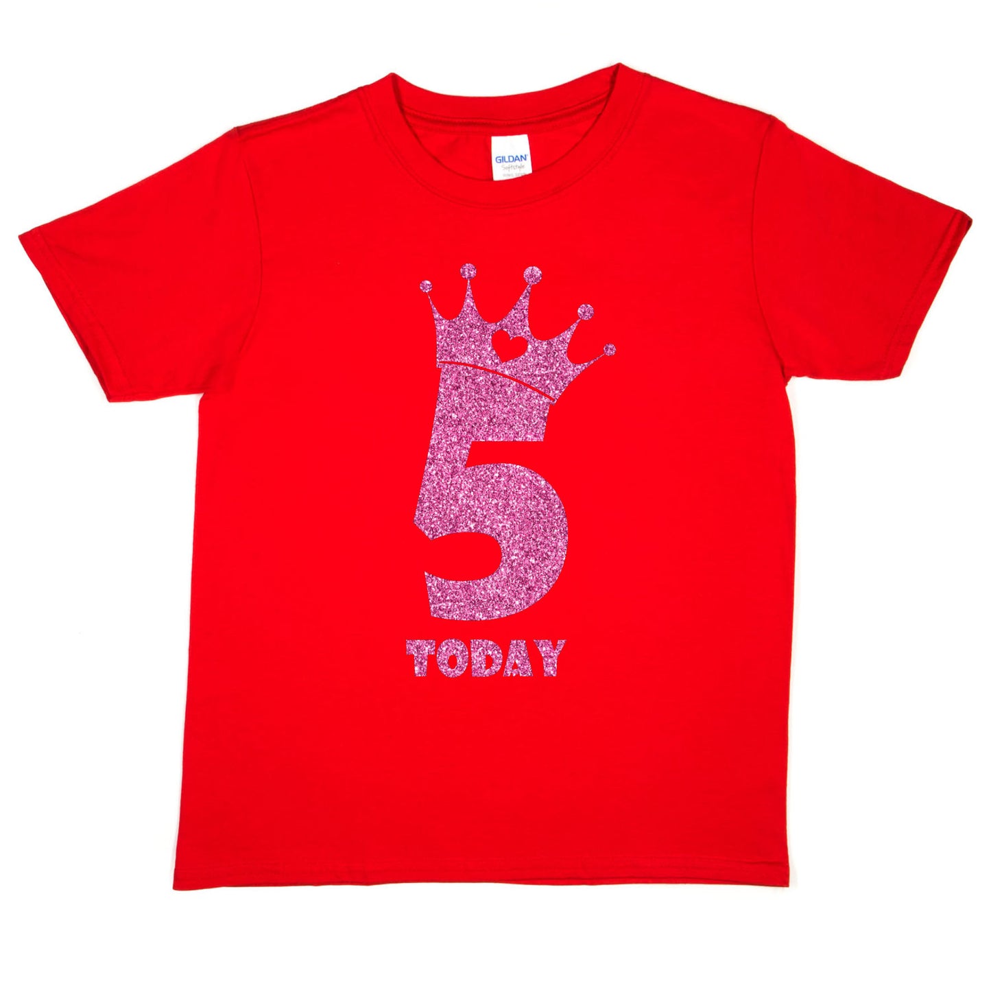 Birthday Kids 5 Today Age 5 In Pink Glitter Happy Kids T-Shirt