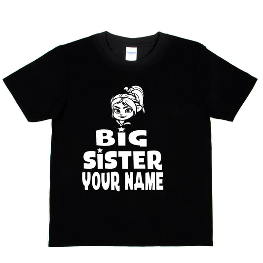 Kids Personalised Big Sister T-Shirt Your Name Birthday T-Shirt Tee Girls Gift