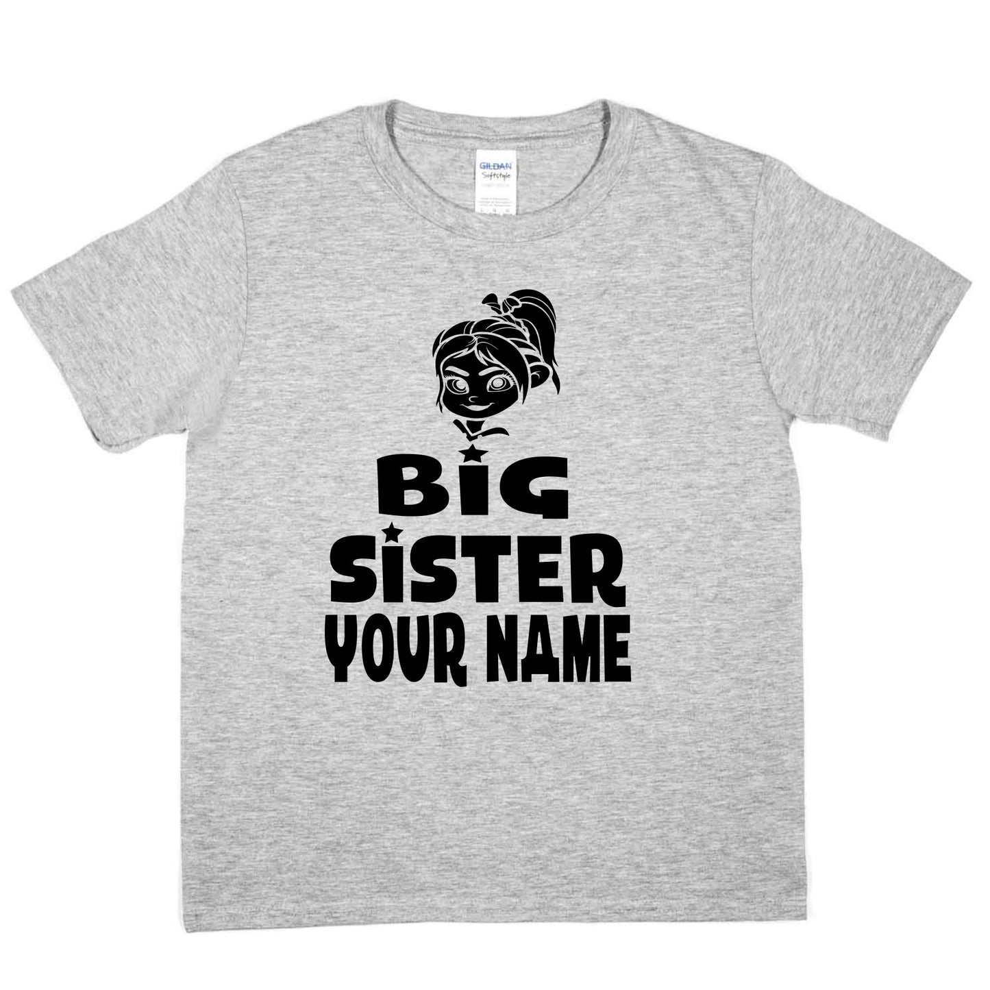 Kids Personalised Big Sister T-Shirt Your Name Birthday T-Shirt Tee Girls Gift