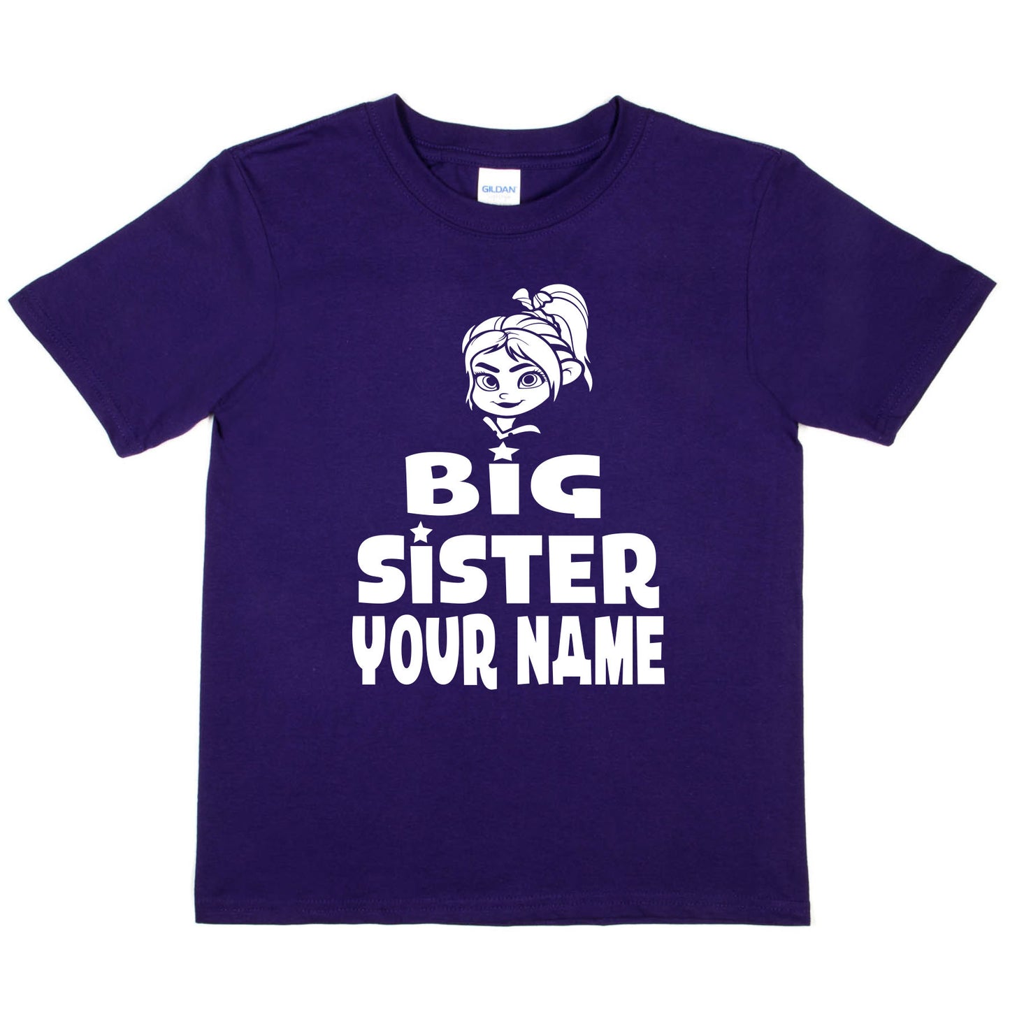 Kids Personalised Big Sister T-Shirt Your Name Birthday T-Shirt Tee Girls Gift