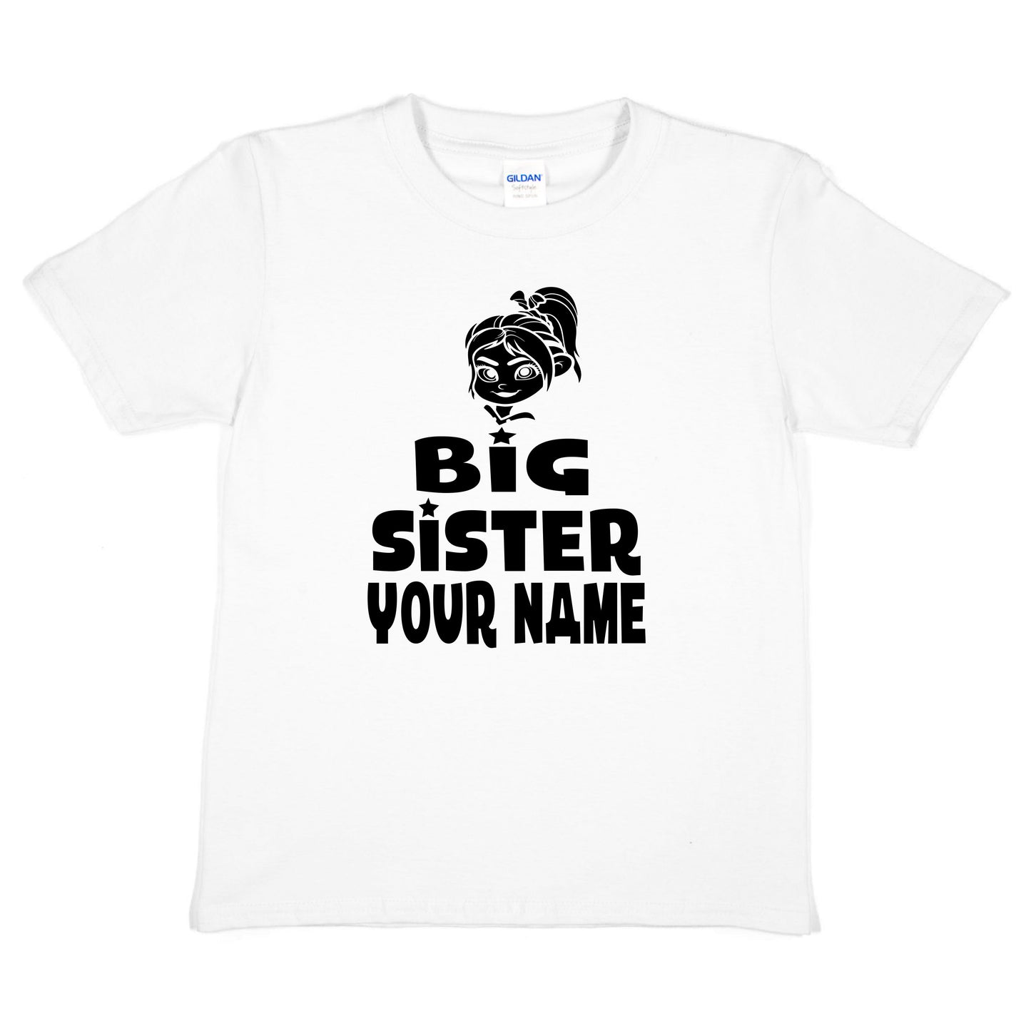 Kids Personalised Big Sister T-Shirt Your Name Birthday T-Shirt Tee Girls Gift