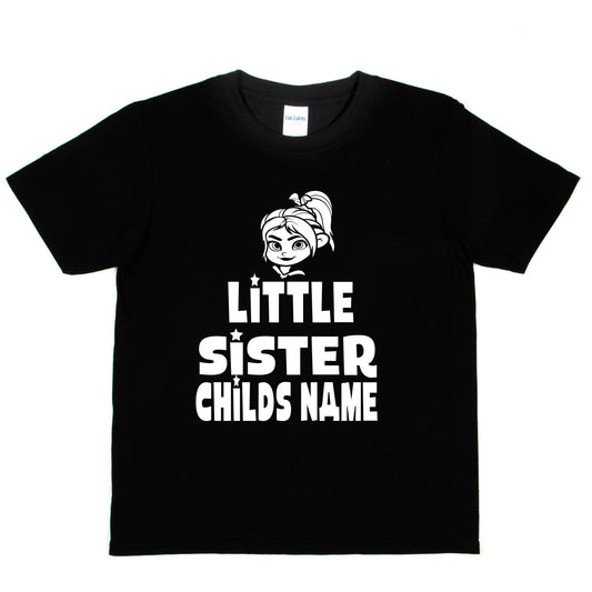 Kids Customised Birthday T-Shirt Tee Little Sister T-Shirt Child's Name Girls Gift