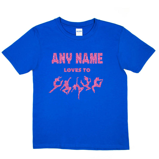 Kids Personalised T-Shirt  Dance Any Name Loves Dance Great For Dance Schools