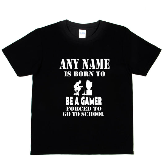 Kids Personalised T-Shirt  Born Be A Gamer PS4 Any Name