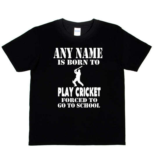Kids Personalised T-Shirt  Born To Play Cricket  Any Name