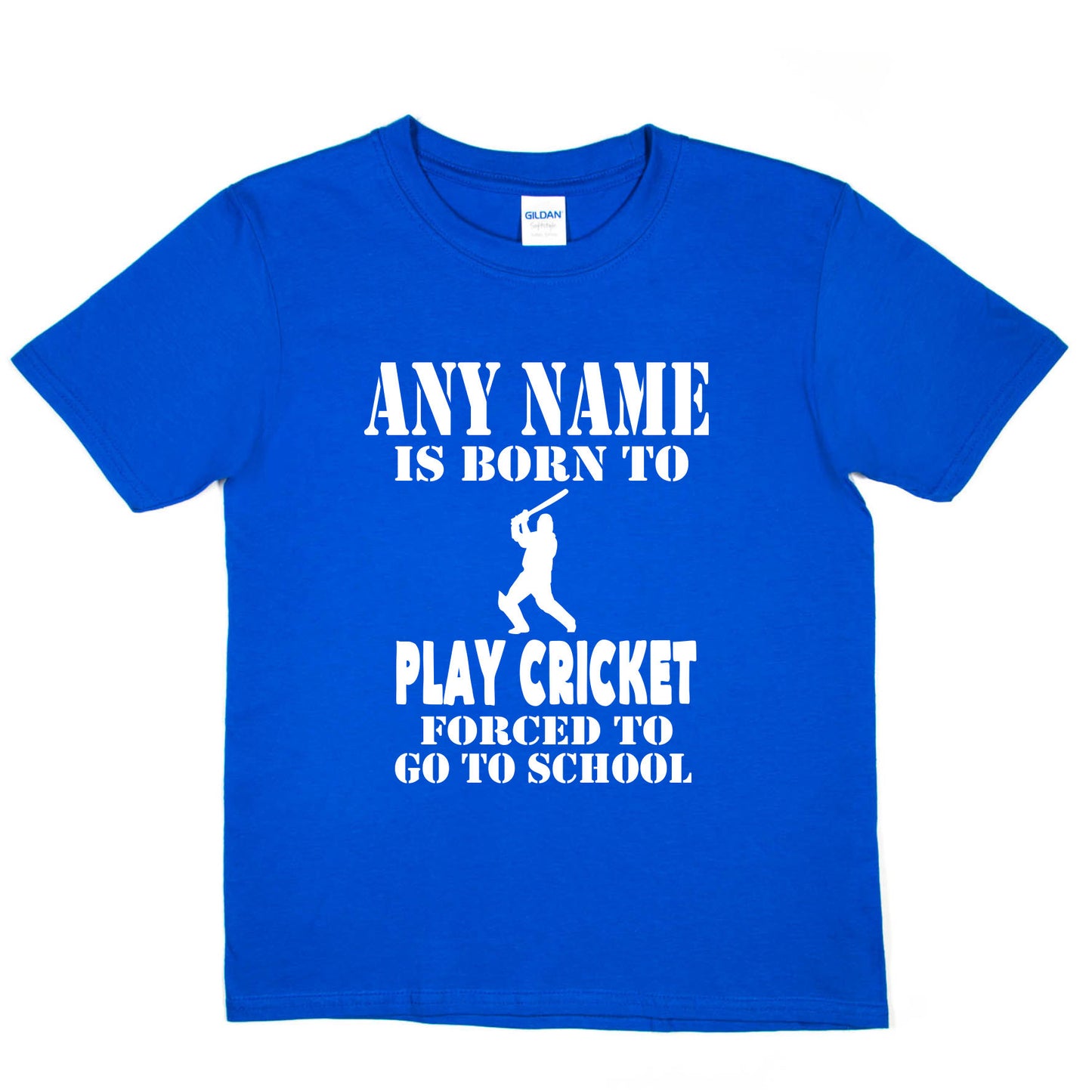 Kids Personalised T-Shirt Born To Play Cricket Any Name