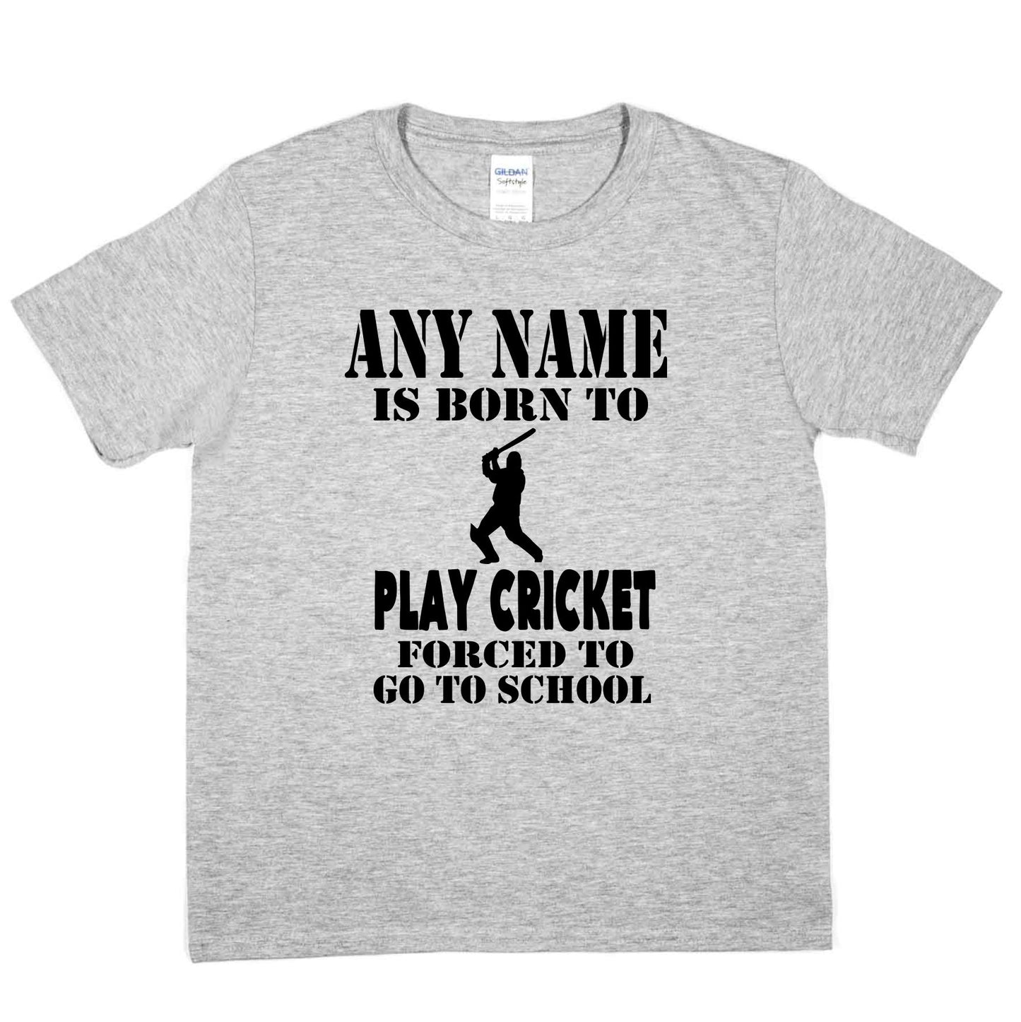 Kids Personalised T-Shirt Born To Play Cricket Any Name