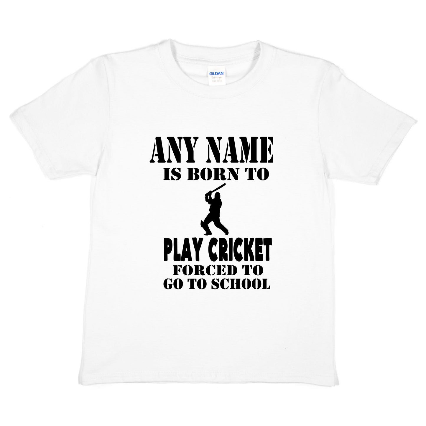 Kids Personalised T-Shirt Born To Play Cricket Any Name