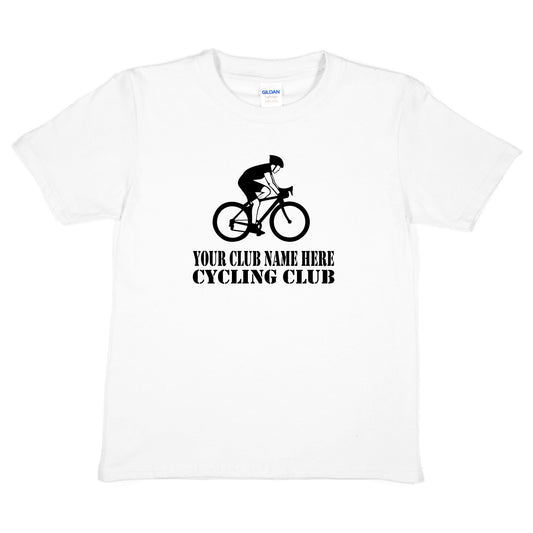 Kids Personalised Cycling T-Shirt Your Club Name Here Biking Tee Boys Girls