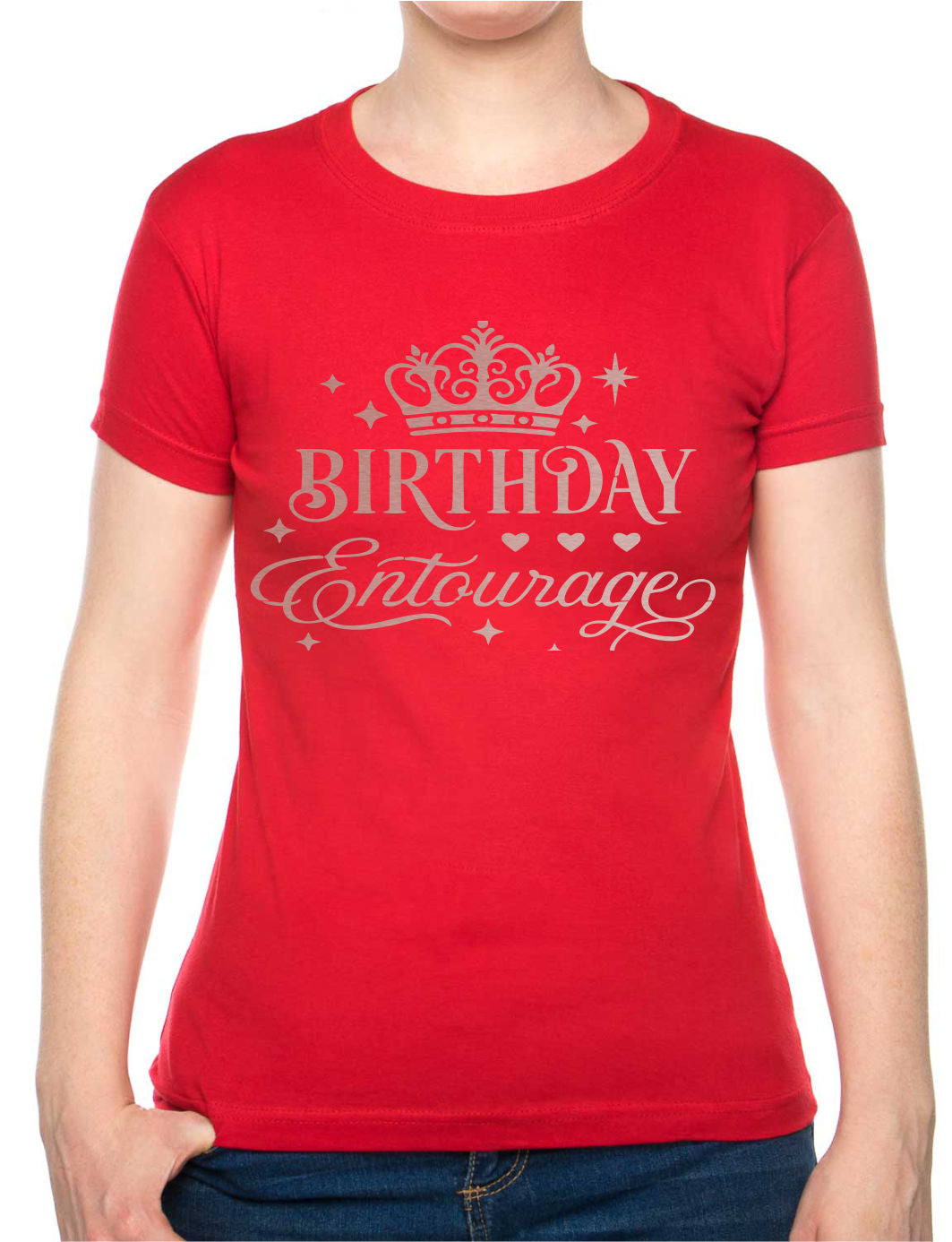 Birthday Entourage Ladies T-Shirt Birthday Gift Womens Tee In Rose Gold