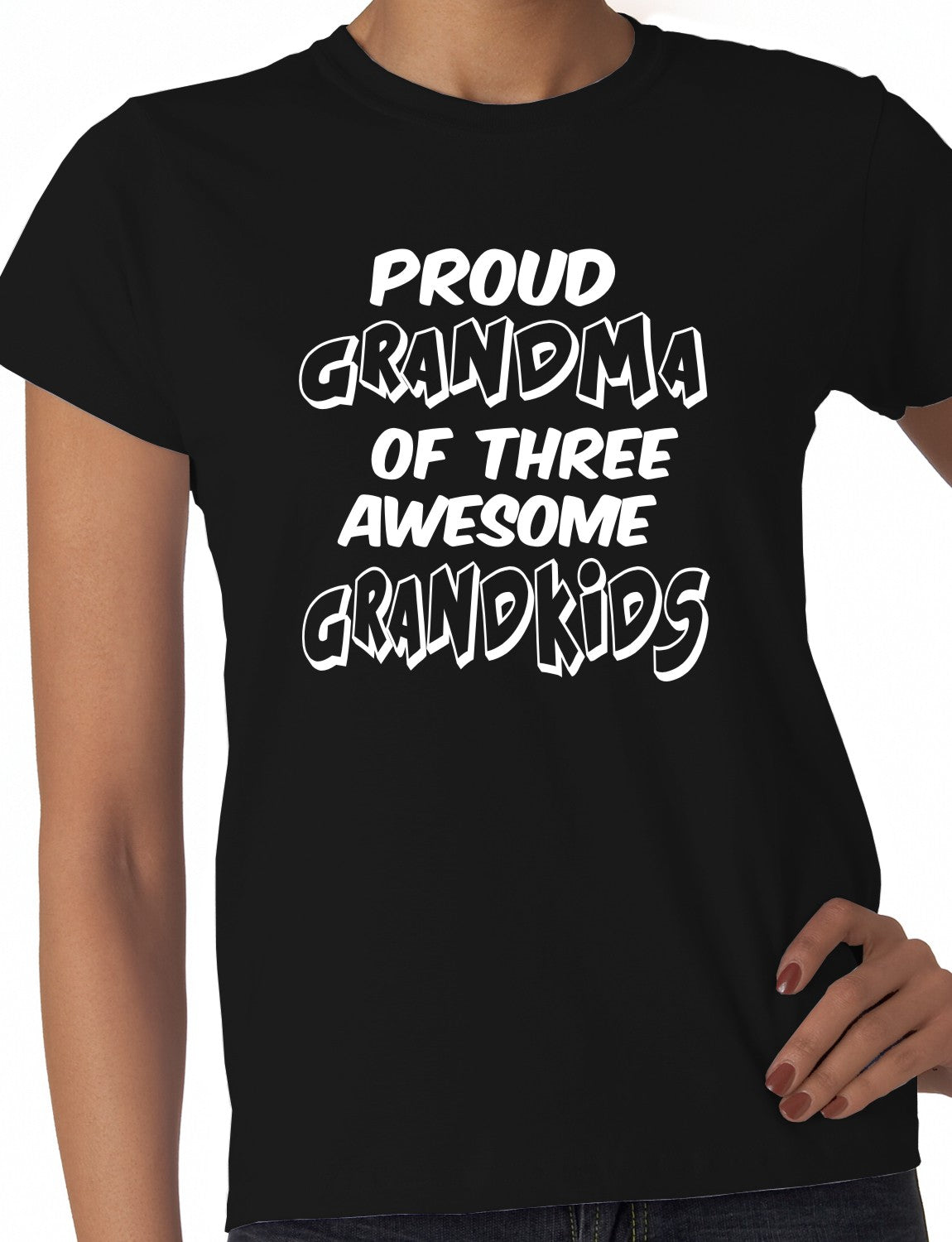 Proud Grandma of 3 Grandkids Ladies T-shirt