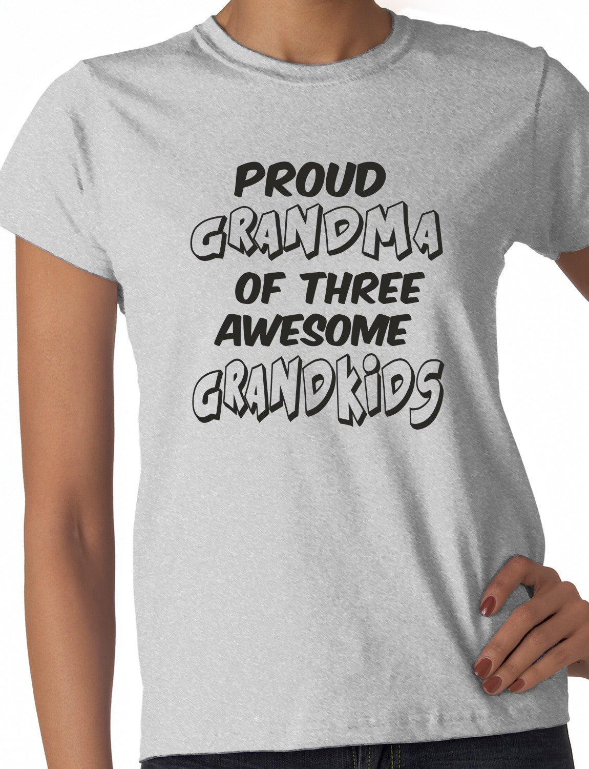 Proud Grandma of 3 Grandkids Ladies T-shirt